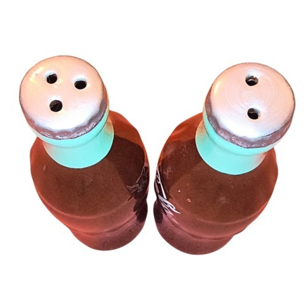 Coca-Cola Brand Ceramic Salt & Pepper Shaker Set 5" Contour Bottles - Picture 3 of 4